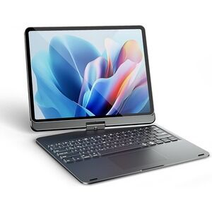 iPad Air 13 & iPad Pro 12.9 Keyboard Case 360° Rotating Touchpad Backlit Black